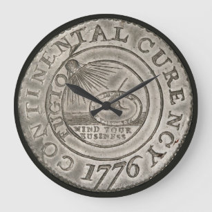大陸通貨1776コインベンジャミンフランクリン ラージ壁時計