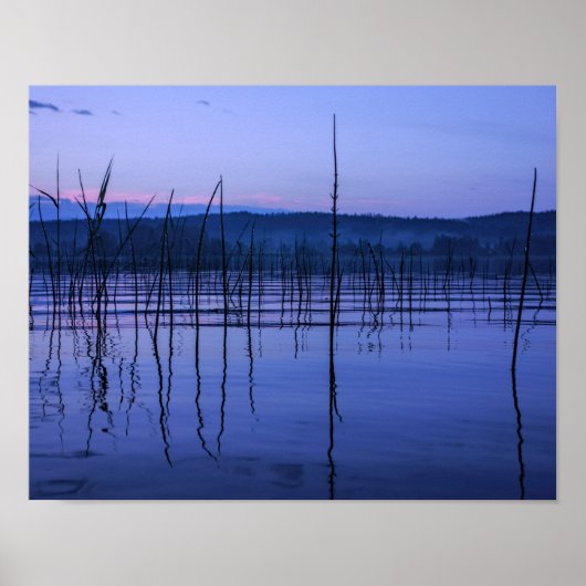 大雨の後の穏やかで霧の多い湖 ポスター (正面)