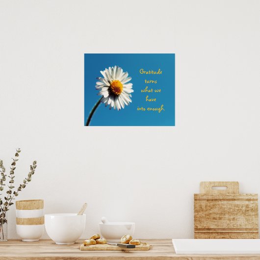 大青空の下の明るい白いデイジー ポスター (キッチン)