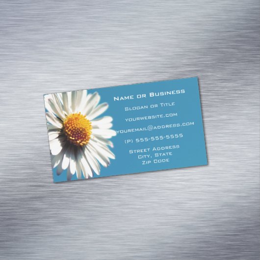 大青空の下の明るい白いデイジー マグネット名刺 (インサイチュ)