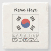 大韓民国韓国国旗のブラックパーソナライズ ストーンコースター (正面)