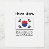 大韓民国・韓国国旗あなたの名前 ワインラベル (シングルラベル)
