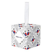 大韓民国・韓国国旗のタイル貼り名 キューブオーナメント (正面アングル)