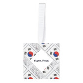 大韓民国・韓国国旗のタイル貼り名 キューブオーナメント (正面)