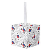 大韓民国・韓国国旗のタイル貼り名 キューブオーナメント (裏面アングル)