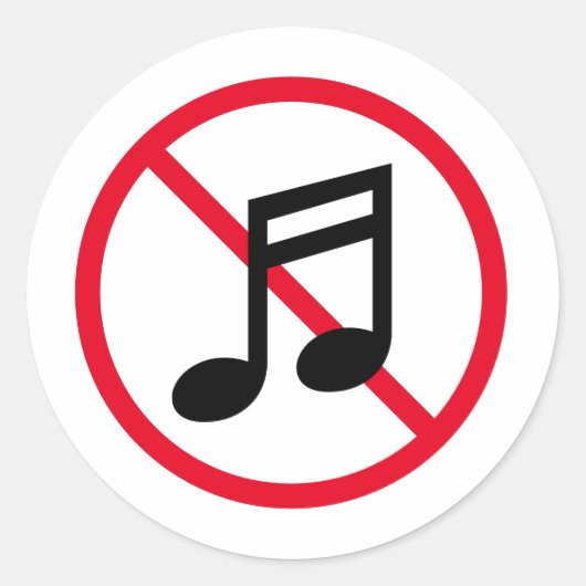大音量の音楽はノイズ禁止の標識を許さない ラウンドシール (正面)