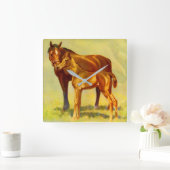 大馬小馬 スクエア壁時計 (ホーム)