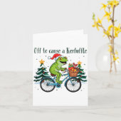 大騒ぎを起こしに行く 面白いフクロクガエル サンタ クリスマス カード (黄色い花)