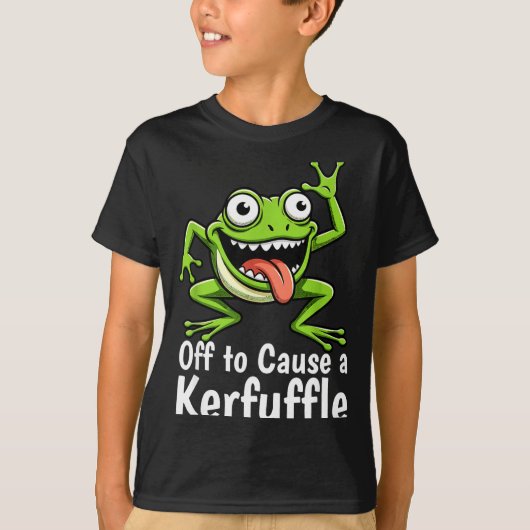 大騒ぎカエル おもしろミーム いたずら好きなカエル Tシャツ (正面)