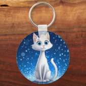 大魅力的きな青い目をした白猫 キーホルダー (裏面)