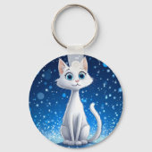 大魅力的きな青い目をした白猫 キーホルダー (裏面)