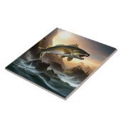 大魚が急流で飛び跳ねる タイル (側面)