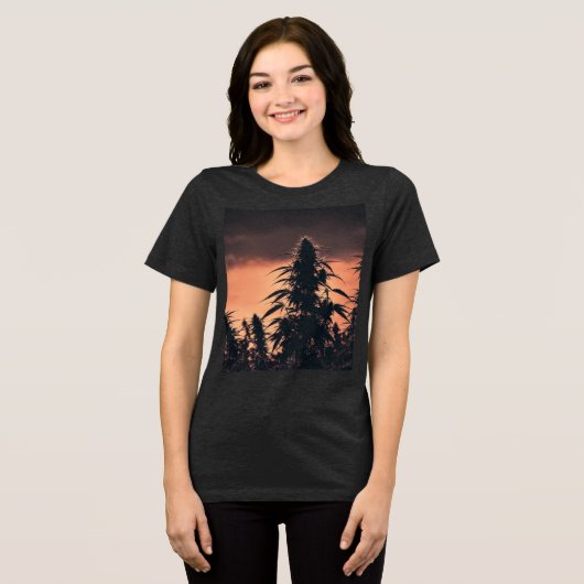 大麻ヒルシルエットでスタイルを高める トライブレンドTシャツ (正面全面)