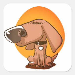 大鼻おもしろい犬漫画 スクエアシール