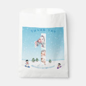 大1歳の誕生日の冬の雪の氷フォトコラージュ フェイバーバッグ (正面)