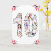 大10誕生日ガールフォトコラージピンクフラワー カード (黄色い花)