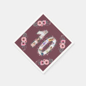 大10誕生日ガールフォトコラージピンクフラワー スタンダードカクテルナプキン (角)