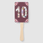 大10誕生日ガールフォトコラージピンクフラワー ハンドファン (正面)