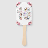 大10誕生日ガールフォトコラージピンクフラワー ハンドファン (正面)