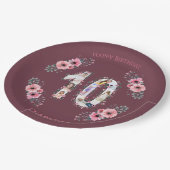 大10誕生日ガールフォトコラージピンクフラワー ペーパープレート (アングル)