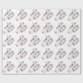 大10誕生日ガールフォトコラージピンクフラワー ラッピングペーパー (フラット)