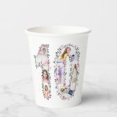 大10誕生日ガールフォトコラージピンクフラワー 紙コップ (正面)