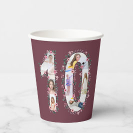 大10誕生日ガールフォトコラージピンクフラワー 紙コップ