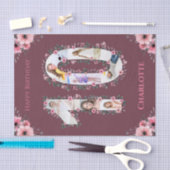 大10誕生日ガールフォトコラージピンクフラワー 薄葉紙 (クラフト)