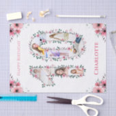 大10誕生日ガールフォトコラージピンクフラワー 薄葉紙 (クラフト)