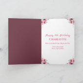 大11誕生日ピンク花緑の葉少女 カード (内部)