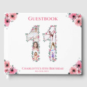 大11誕生日フォトコラージフラワーガールホワイト ゲストブック (正面)
