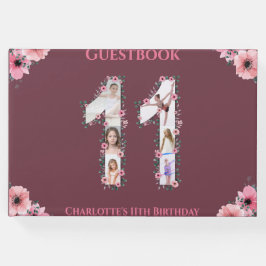 大11誕生日フォトコラージュ花少女ピンク ゲストブック