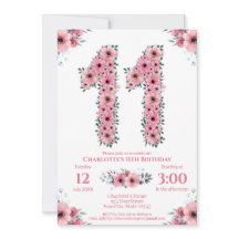 大11誕生日緑葉少女ピンクの花