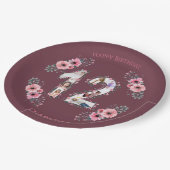 大12誕生日フォトコラージガールピンクの花 ペーパープレート (アングル)