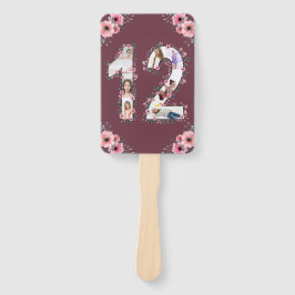 大12誕生日フォトコラージピンクガールフラワー ハンドファン