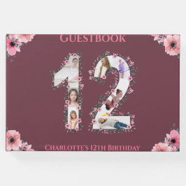 大12誕生日フォトコラージフラワーガールピンク ゲストブック
