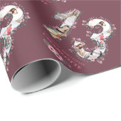 大13誕生日フォトガールコラージピンクフラワー ラッピングペーパー (ロールコーナー)