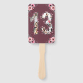 大13誕生日フォトコラージピンクガール花 ハンドファン (正面)