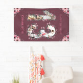 大13誕生日フォトコラージピンクフラワーガール 横断幕 (インサイチュ)