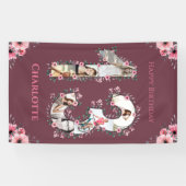 大13誕生日フォトコラージピンクフラワーガール 横断幕 (横)