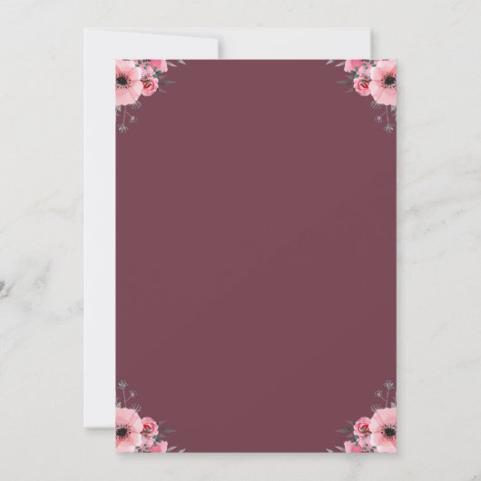 大14誕生日ガールフォトコラージピンクフラワー 招待状 (裏面)