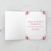 大14誕生日フォトコラージガールピンクの花 カード (内部)