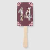 大14誕生日フォトコラージピンクガールフラワー ハンドファン (正面)