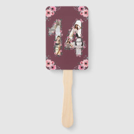 大14誕生日フォトコラージピンクガールフラワー ハンドファン