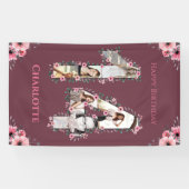 大14誕生日フォトコラージピンクフラワーガール 横断幕 (横)