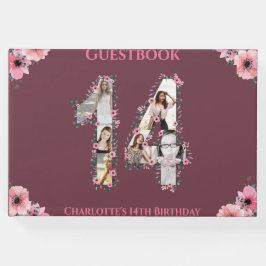 大14誕生日フォトコラージフラワーガールピンク ゲストブック