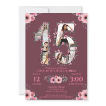 大15誕生日ガールフォトコラージピンクフラワー