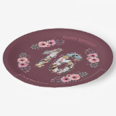 大16誕生日フォトコラージガールピンクの花 ペーパープレート (アングル)