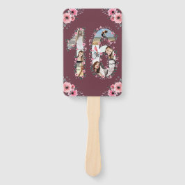 大16誕生日フォトコラージピンクガール花 ハンドファン