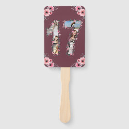 大17誕生日フォトコラージピンクガールフラワー ハンドファン